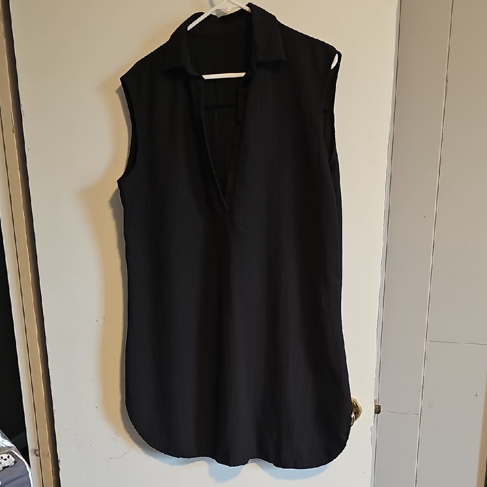 SHEIN Black Sleeveless Tunic Cover Up